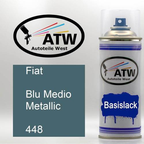 Fiat, Blu Medio Metallic, 448: 400ml Sprühdose, von ATW Autoteile West.